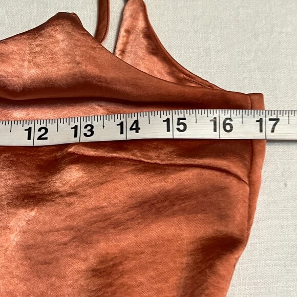Nasty Gal Women's Dess Burnt Orange Satin Sleeveless Size 2 Cocktail Dress Zip - Picture 7 of 10